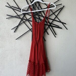 Wild Moss Rust Red Boho Mini Dress